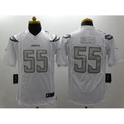 Nike Los Angeles Chargers #55 Junior Seau White Stitched NFL Limited Platinum Jersey