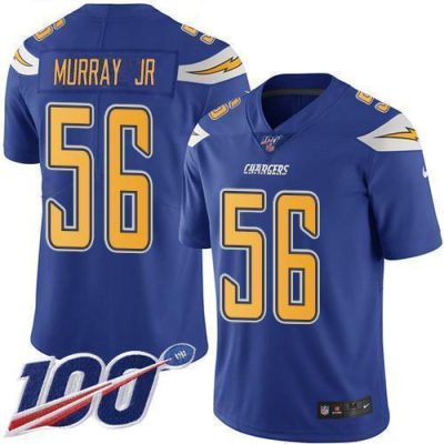 Nike Los Angeles Chargers #56 Kenneth Murray Jr Electric Blue Stitched NFL Limited Rush 100th Season Jersey