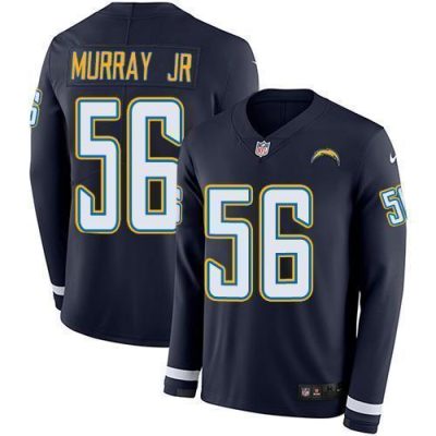 Nike Los Angeles Chargers #56 Kenneth Murray Jr Navy Blue Team Color Stitched NFL Limited Therma Long Sleeve Jersey