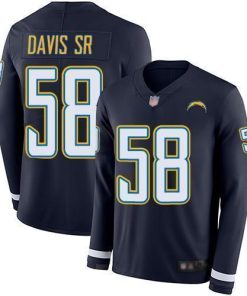 Nike Los Angeles Chargers #58 Thomas Davis Sr Navy Blue Team Color Stitched NFL Limited Therma Long Sleeve Jersey