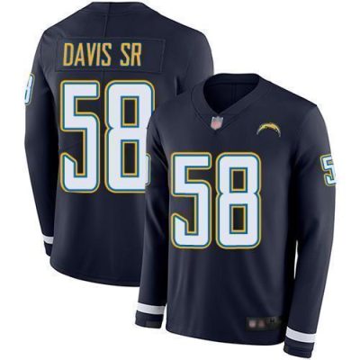 Nike Los Angeles Chargers #58 Thomas Davis Sr Navy Blue Team Color Stitched NFL Limited Therma Long Sleeve Jersey
