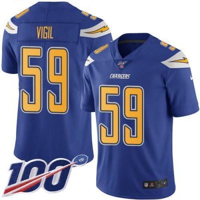 Nike Los Angeles Chargers #59 Nick Vigil Electric Blue Stitched NFL Limited Rush 100th Season Jersey