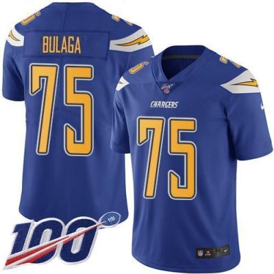 Nike Los Angeles Chargers #75 Bryan Bulaga Electric Blue Stitched NFL Limited Rush 100th Season Jersey