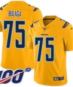 Nike Los Angeles Chargers #75 Bryan Bulaga Gold Stitched NFL Limited Inverted Legend 100th Season Jersey