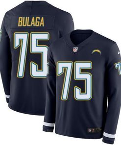 Nike Los Angeles Chargers #75 Bryan Bulaga Navy Blue Team Color Stitched NFL Limited Therma Long Sleeve Jersey