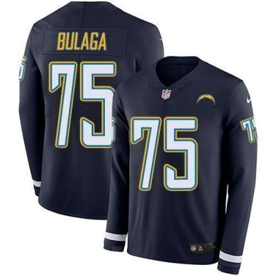 Nike Los Angeles Chargers #75 Bryan Bulaga Navy Blue Team Color Stitched NFL Limited Therma Long Sleeve Jersey