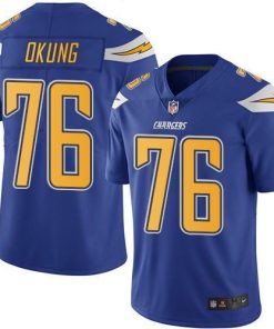 Nike Los Angeles Chargers #76 Russell Okung Electric Blue Stitched NFL Limited Rush Jersey