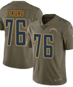 Nike Los Angeles Chargers #76 Russell Okung Olive Stitched NFL Limited 2017 Salute To Service Jersey