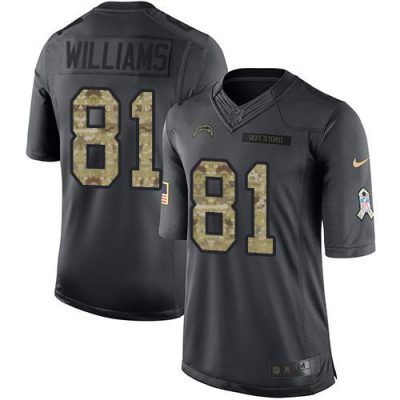 Nike Los Angeles Chargers #81 Mike Williams Black Stitched NFL Limited 2016 Salute to Service Jersey