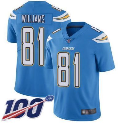 Nike Los Angeles Chargers #81 Mike Williams Electric Blue Alternate Stitched NFL 100th Season Vapor Limited Jersey