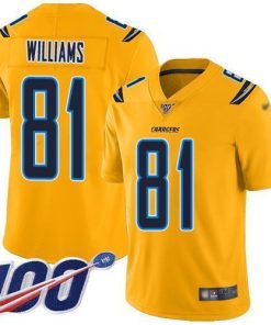 Nike Los Angeles Chargers #81 Mike Williams Gold Stitched NFL Limited Inverted Legend 100th Season Jersey