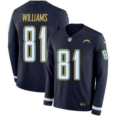 Nike Los Angeles Chargers #81 Mike Williams Navy Blue Team Color Stitched NFL Limited Therma Long Sleeve Jersey