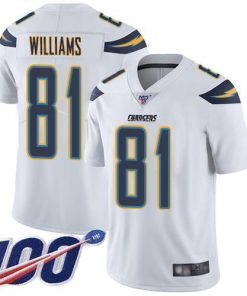Nike Los Angeles Chargers #81 Mike Williams White Stitched NFL 100th Season Vapor Limited Jersey
