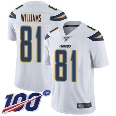 Nike Los Angeles Chargers #81 Mike Williams White Stitched NFL 100th Season Vapor Limited Jersey