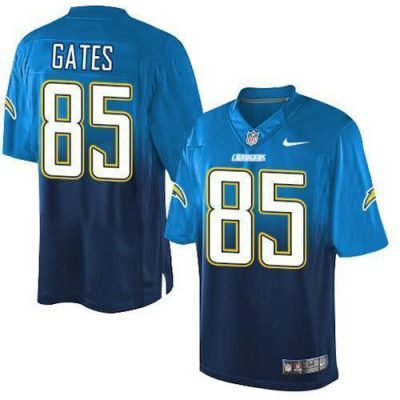 Nike Los Angeles Chargers #85 Antonio Gates Electric Blue/Navy Blue Stitched NFL Elite Fadeaway Fashion Jersey