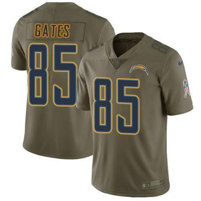 Nike Los Angeles Chargers #85 Antonio Gates Olive Stitched NFL Limited 2017 Salute to Service Jersey
