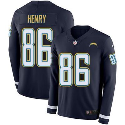Nike Los Angeles Chargers #86 Hunter Henry Navy Blue Team Color Stitched NFL Limited Therma Long Sleeve Jersey