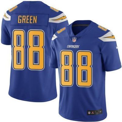 Nike Los Angeles Chargers #88 Virgil Green Electric Blue Stitched NFL Limited Rush Jersey
