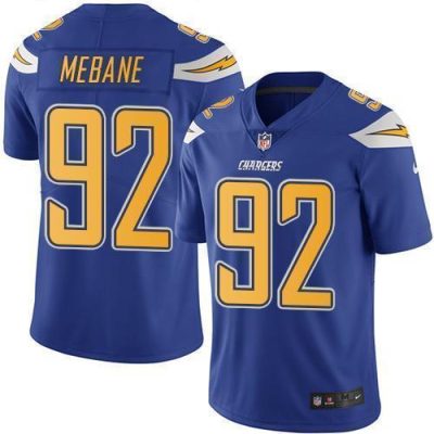 Nike Los Angeles Chargers #92 Brandon Mebane Electric Blue Stitched NFL Limited Rush Jersey