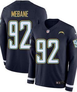 Nike Los Angeles Chargers #92 Brandon Mebane Navy Blue Team Color Stitched NFL Limited Therma Long Sleeve Jersey