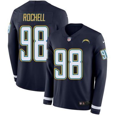 Nike Los Angeles Chargers #98 Isaac Rochell Navy Blue Team Color Stitched NFL Limited Therma Long Sleeve Jersey