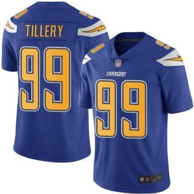Nike Los Angeles Chargers #99 Jerry Tillery Electric Blue Stitched NFL Limited Rush Jersey
