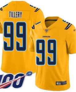 Nike Los Angeles Chargers #99 Jerry Tillery Gold Stitched NFL Limited Inverted Legend 100th Season Jersey