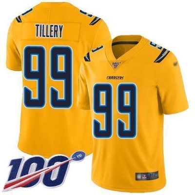 Nike Los Angeles Chargers #99 Jerry Tillery Gold Stitched NFL Limited Inverted Legend 100th Season Jersey