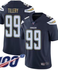 Nike Los Angeles Chargers #99 Jerry Tillery Navy Blue Team Color Stitched NFL 100th Season Vapor Limited Jersey