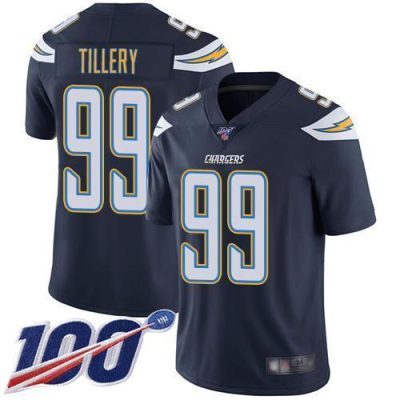 Nike Los Angeles Chargers #99 Jerry Tillery Navy Blue Team Color Stitched NFL 100th Season Vapor Limited Jersey