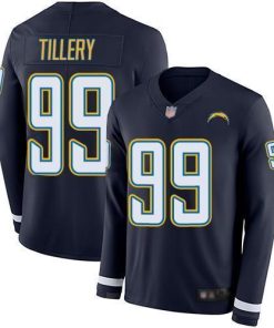 Nike Los Angeles Chargers #99 Jerry Tillery Navy Blue Team Color Stitched NFL Limited Therma Long Sleeve Jersey