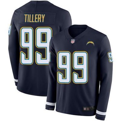 Nike Los Angeles Chargers #99 Jerry Tillery Navy Blue Team Color Stitched NFL Limited Therma Long Sleeve Jersey