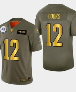 Nike Los Angeles Rams #12 Brandin Cooks Olive Gold 2019 Salute to Service NFL 100 Limited Jersey