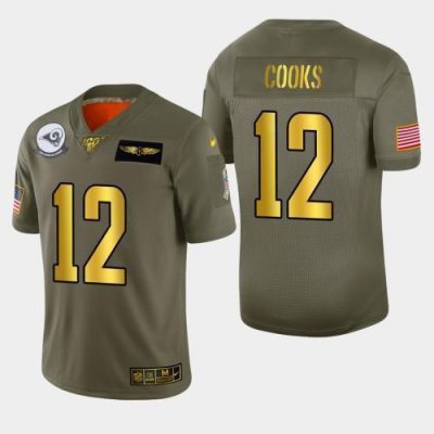 Nike Los Angeles Rams #12 Brandin Cooks Olive Gold 2019 Salute to Service NFL 100 Limited Jersey