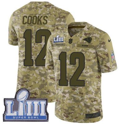 Nike Los Angeles Rams #12 Brandin Cooks Camo Super Bowl LIII Bound Stitched NFL Limited 2018 Salute To Service Jersey