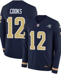 Nike Los Angeles Rams #12 Brandin Cooks Navy Blue Team Color Stitched NFL Limited Therma Long Sleeve Jersey
