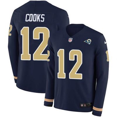 Nike Los Angeles Rams #12 Brandin Cooks Navy Blue Team Color Stitched NFL Limited Therma Long Sleeve Jersey