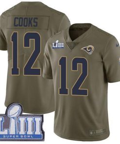 Nike Los Angeles Rams #12 Brandin Cooks Olive Super Bowl LIII Bound Stitched NFL Limited 2017 Salute To Service Jersey