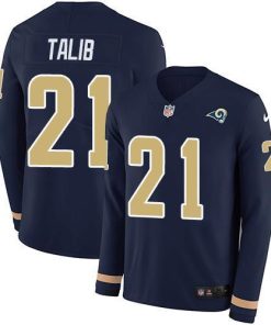 Nike Los Angeles Rams #21 Aqib Talib Navy Blue Team Color Stitched NFL Limited Therma Long Sleeve Jersey