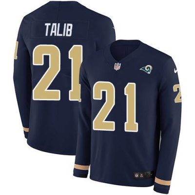 Nike Los Angeles Rams #21 Aqib Talib Navy Blue Team Color Stitched NFL Limited Therma Long Sleeve Jersey
