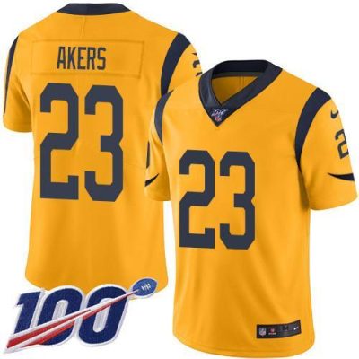 Nike Los Angeles Rams #23 Cam Akers Gold Stitched NFL Limited Rush 100th Season Jersey