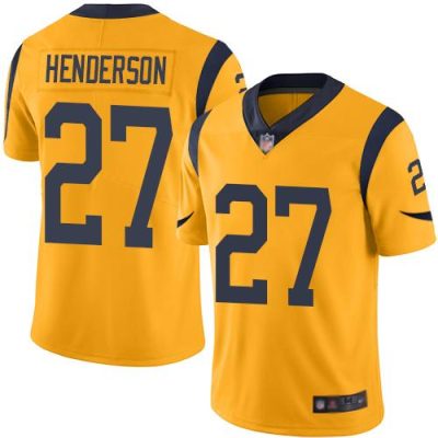 Nike Los Angeles Rams #27 Darrell Henderson Gold Stitched NFL Limited Rush Jersey