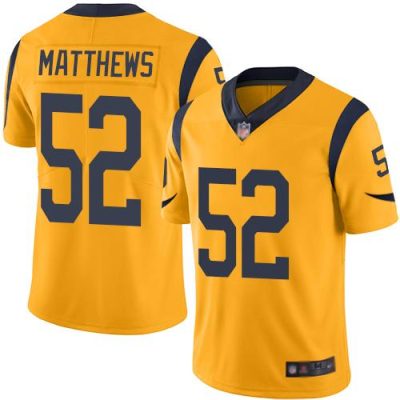 Nike Los Angeles Rams #52 Clay Matthews Gold Stitched NFL Limited Rush Jersey