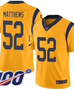 Nike Los Angeles Rams #52 Clay Matthews Gold Stitched NFL Limited Rush 100th Season Jersey