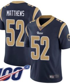 Nike Los Angeles Rams #52 Clay Matthews Navy Blue Team Color Stitched NFL 100th Season Vapor Limited Jersey