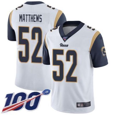Nike Los Angeles Rams #52 Clay Matthews White Stitched NFL 100th Season Vapor Limited Jersey
