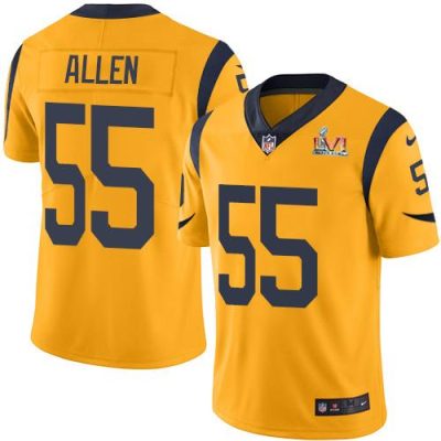 Nike Los Angeles Rams #55 Brian Allen Gold Super Bowl LVI Patch Stitched NFL Limited Rush Jersey