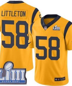 Nike Los Angeles Rams #58 Cory Littleton Gold Super Bowl LIII Bound Stitched NFL Limited Rush Jersey