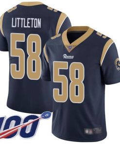 Nike Los Angeles Rams #58 Cory Littleton Navy Blue Team Color Stitched NFL 100th Season Vapor Limited Jersey