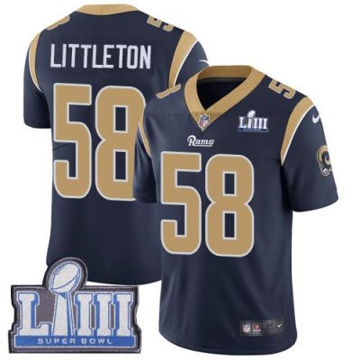 Nike Los Angeles Rams #58 Cory Littleton Navy Blue Team Color Super Bowl LIII Bound Stitched NFL Vapor Untouchable Limited Jersey